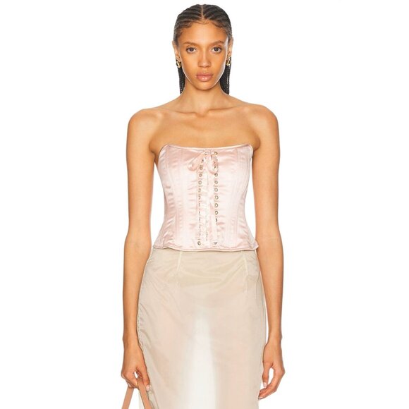 LoveShackFancy Lucarelli Top in Pink Pearl 2 New Womens Corset Strapless - Picture 1 of 14